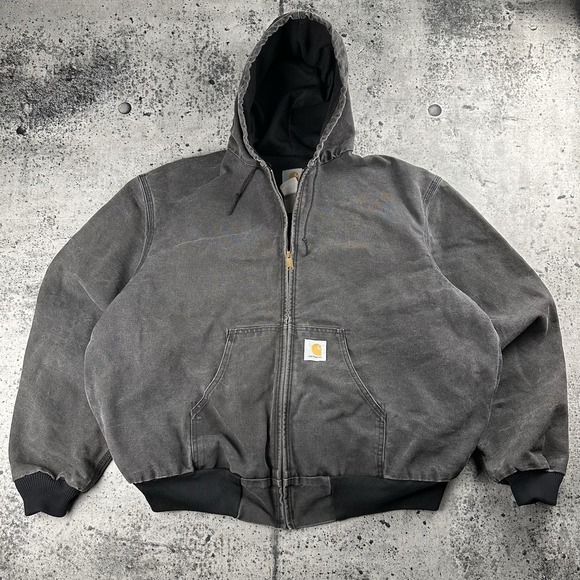 Vintage 90s J03 BLK Carhartt Active Jacket Thermal Lined Grey Fade 2xl Tag